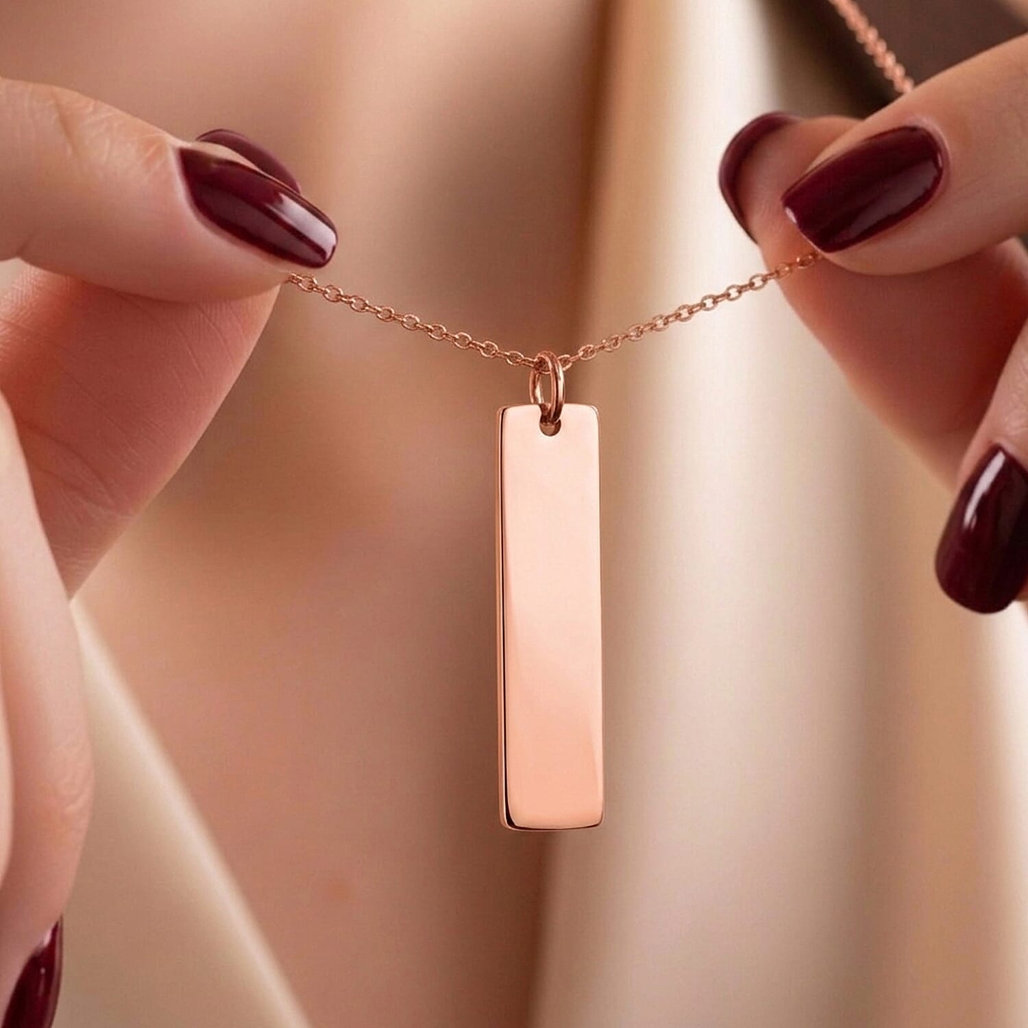 Set of 3 Personalised Bar Pendants with Chains in Gold, Silver & Rose Gold Tones (20 Inches)
