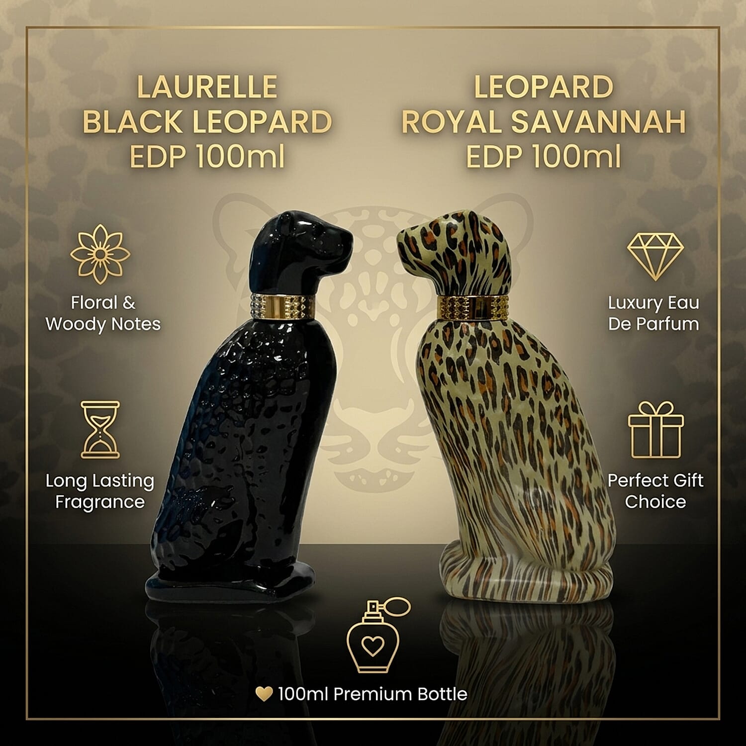 Set of 2 Laurelle Men&rsquo;s Fragrance &ndash; Royal Savannah & Black Leopard Eau de Parfum 100ml&nbsp;Each