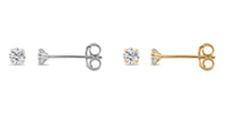 Set of 2 &ndash; Luxuriant Lab-Grown Diamond Studs in Sterling Silver (Rhodium & Yellow Gold Finish), 0.25 Ct Each