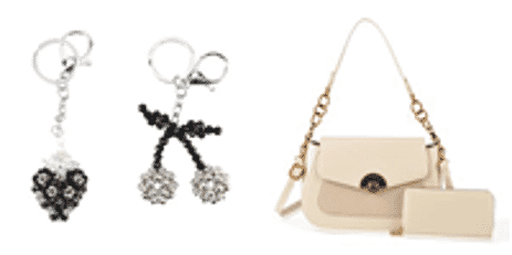 La Marey - Designer-Inspired 2-Piece Bag With Key Chain- Cream.