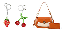 La Marey - Designer-Inspired 2-Piece Bag With Key Chain- Tan