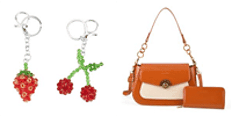 La Marey - Designer-Inspired 2-Piece Bag With Key Chain- Tan