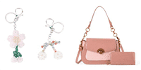 La Marey - Designer-Inspired 2-Piece Bag With Key Chain- Pink
