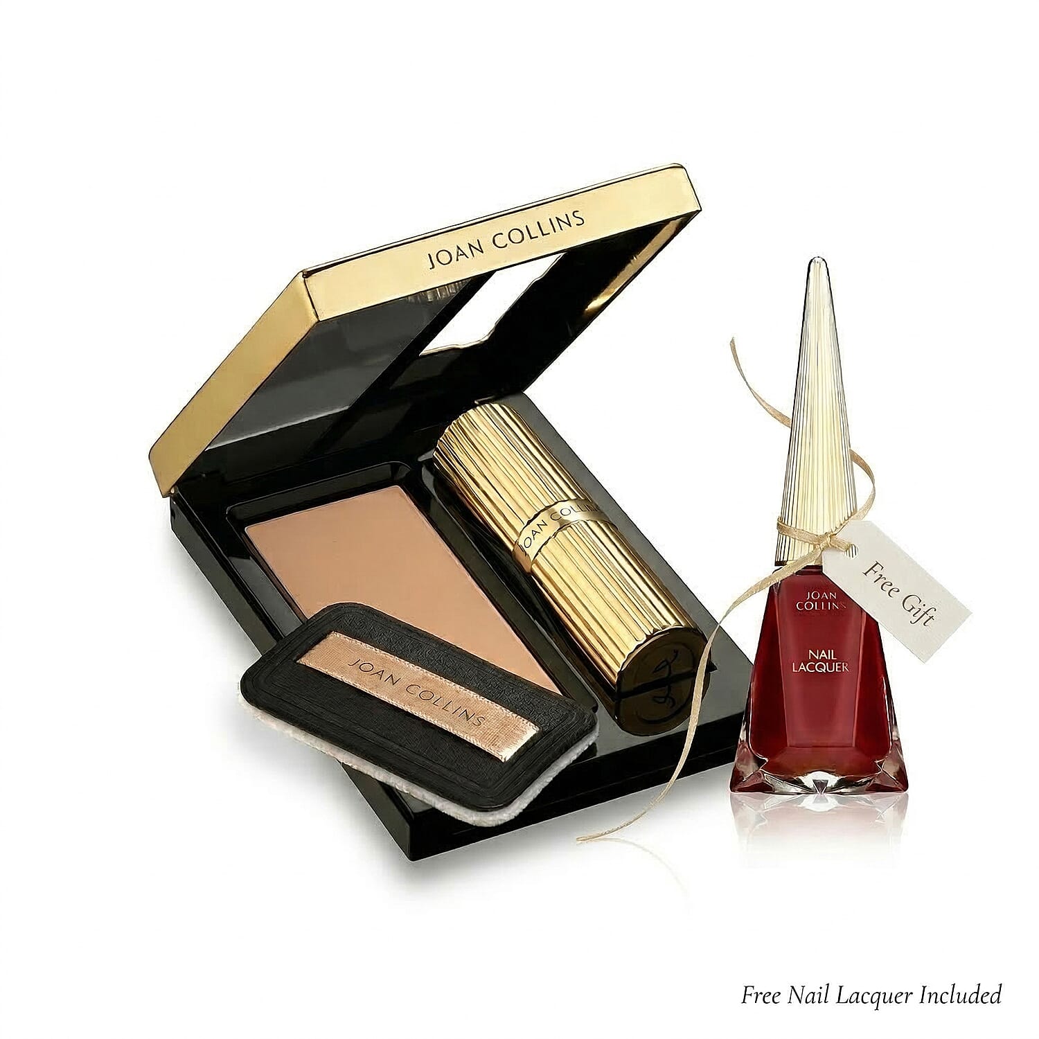 Set of 3 Lipstick & Powder - ALEXIS (Burgundy) with Nail Lacquer (12ml)