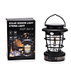 Set of 2 Solar Lantern with Light Modes PLUS Multi Colour String Lights & USB Charging - Black & White - 10 METERS