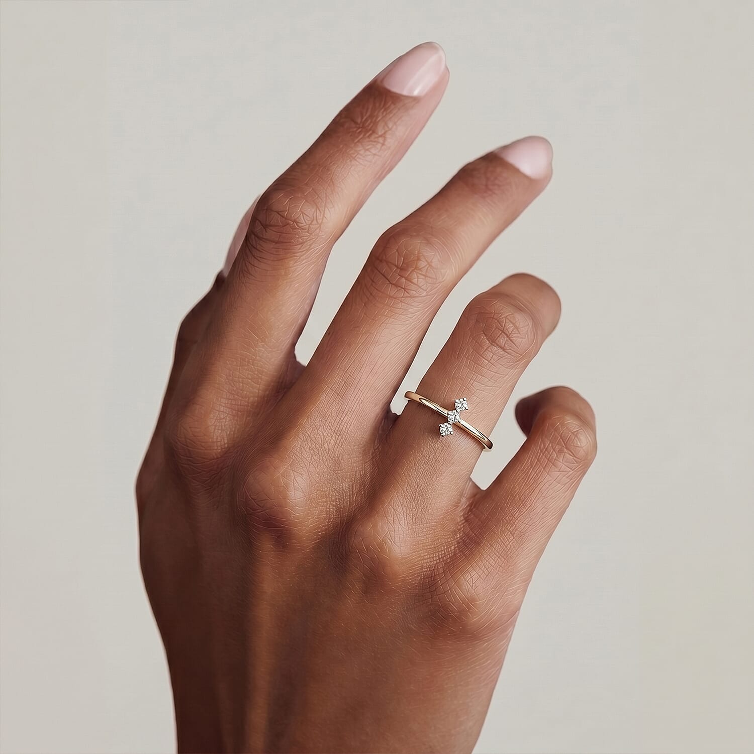 Stack Up LUXURIANT Lab Grown Diamond 3-Stone Ring & Open Thumb Ring Set in Sterling Silver (SI-GH)