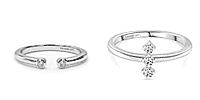Stack Up LUXURIANT Lab Grown Diamond 3-Stone Ring & Open Thumb Ring Set in Sterling Silver (SI-GH)
