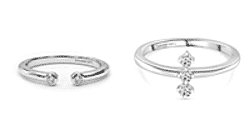 Stack Up LUXURIANT Lab Grown Diamond 3-Stone Ring & Open Thumb Ring Set in Sterling Silver (SI-GH)