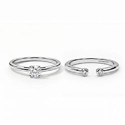 Stack Up LUXURIANT Lab Grown Diamond Solitaire Ring & Open Thumb Ring Set in 18K Vermeil Yellow Gold Plated Sterling Silver (SI-GH)