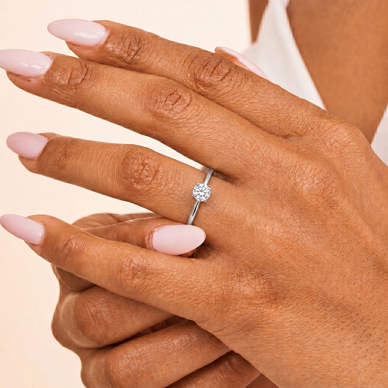 Stack Up LUXURIANT Lab Grown Diamond Solitaire Ring & Open Thumb Ring Set in Sterling Silver (SI-GH)