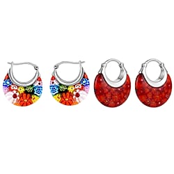Multi Colour Murano Style Basket Earrings in Stainless Steel