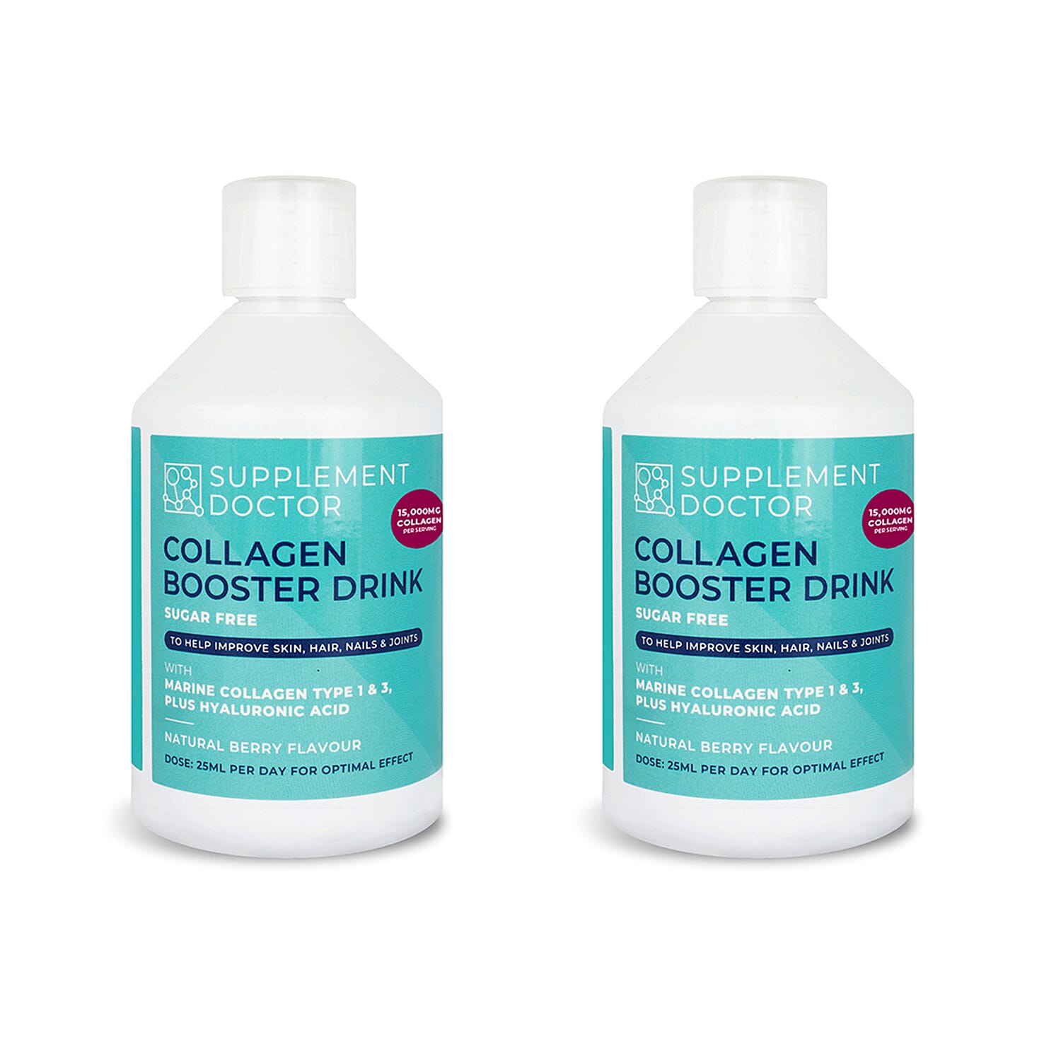 Beauty Gala Offer Only- Pack of 2 - Doctors Formula Marine Collagen Booster Drink 15,000mg - 500ml Each (1 LITRE SUPER SAVER BUNDLE)