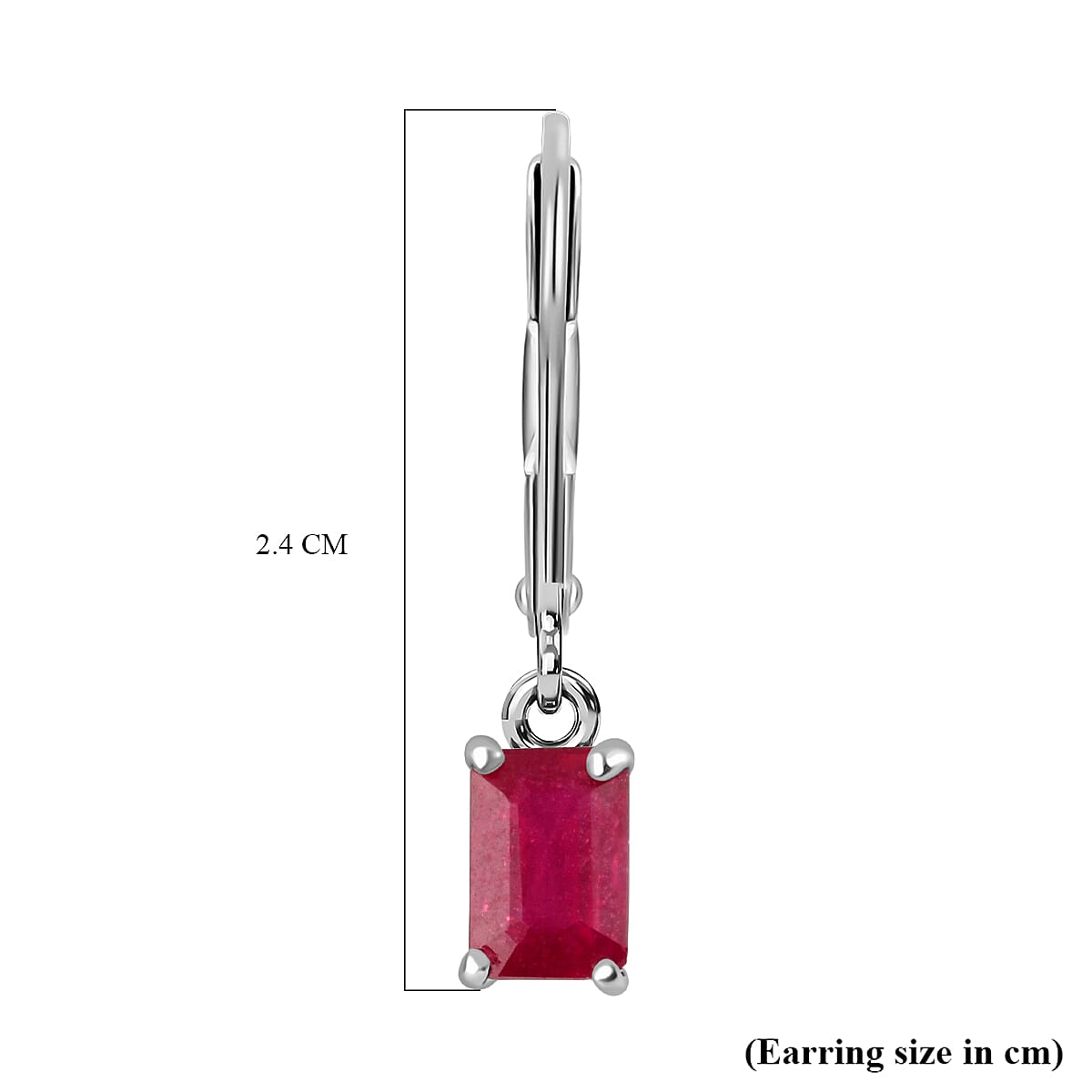 African Ruby (Oct) Lever Back Earrings in Rhodium Sterling Silver    2.0 Ct.