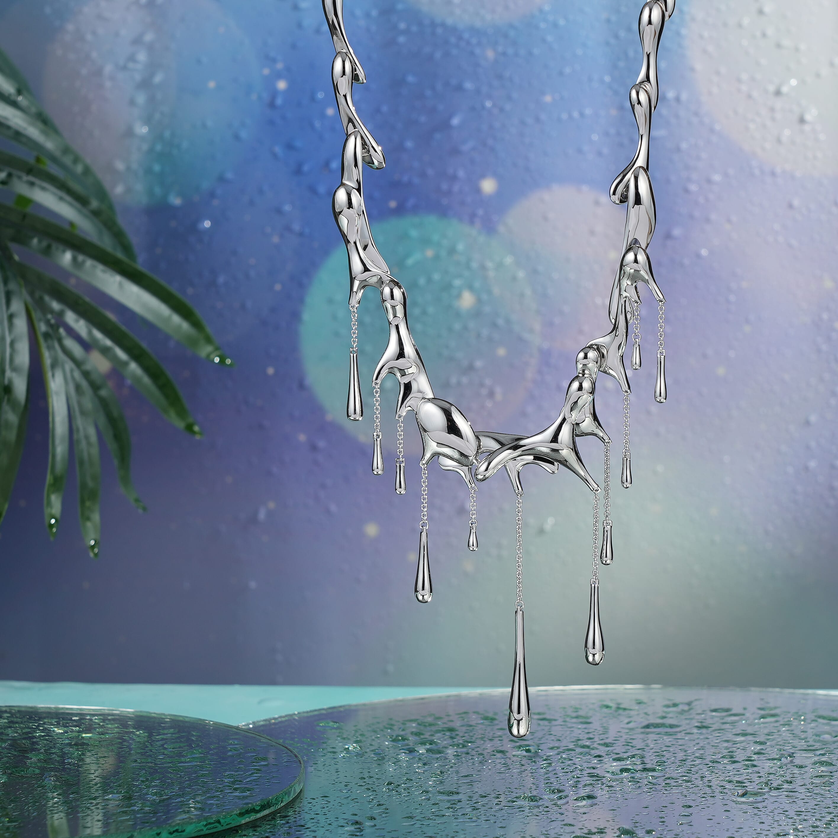 Lucy Q Object of Desire Drip Collection - Rhodium Overlay Sterling Silver Necklace (Size 16-20.5), Silver Wt. 101 Gms
