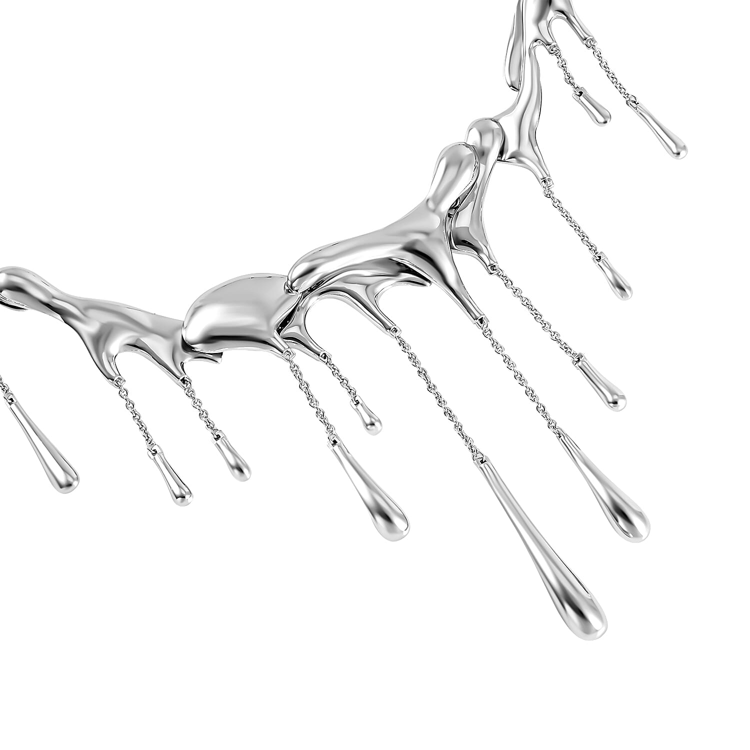 Lucy Q Object of Desire Drip Collection - Rhodium Overlay Sterling Silver Necklace (Size 16-20.5), Silver Wt. 101 Gms