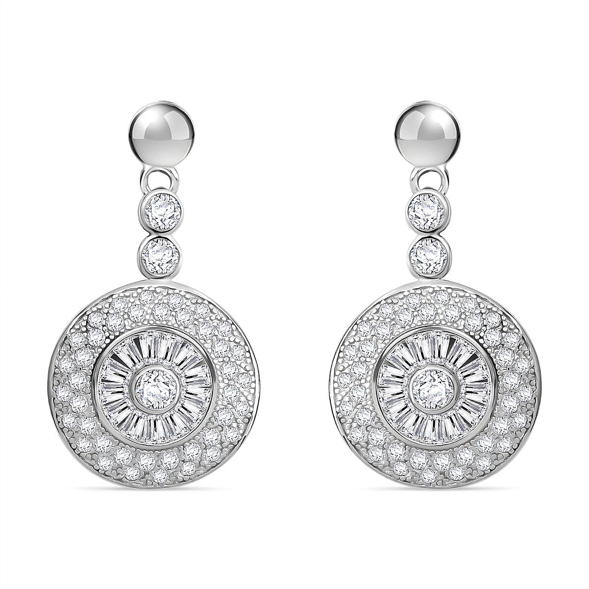 AAA Simulated Diamond (Rnd) Earrings (with Push Back) in Sterling Silver