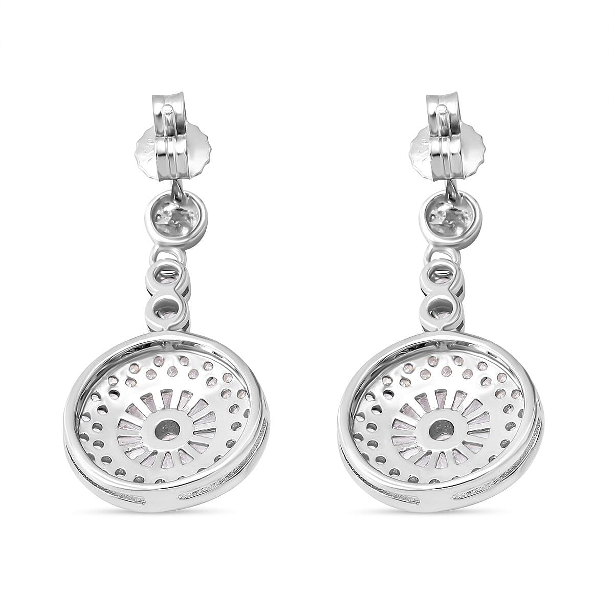 AAA Simulated Diamond (Rnd) Earrings (with Push Back) in Sterling Silver