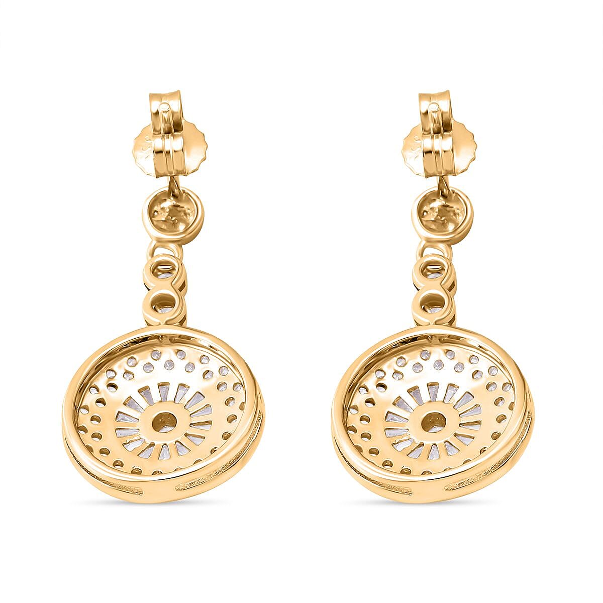 AAA Simulated Diamond (Rnd) Earrings (with Push Back) in Yellow Gold Overlay Sterling Silver