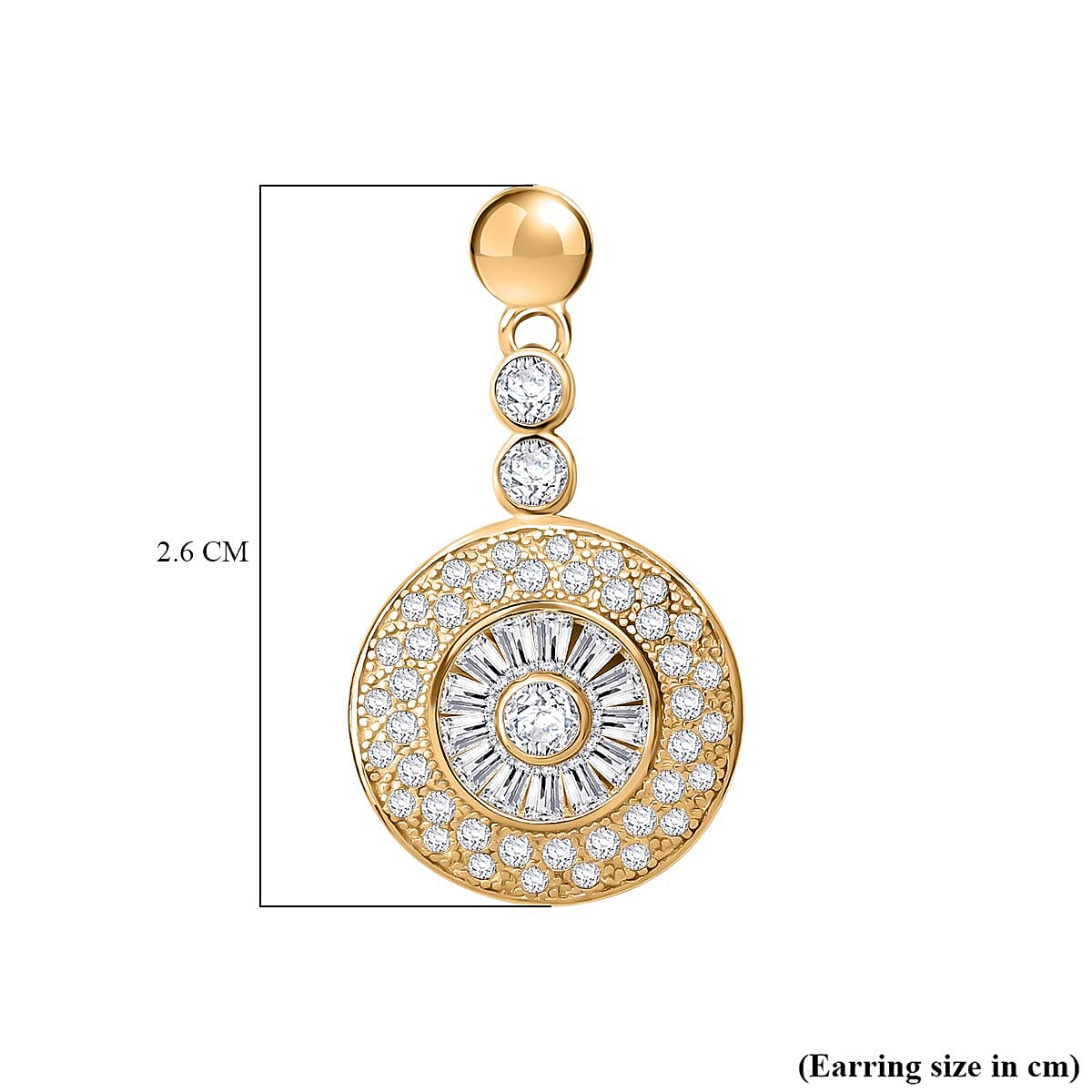 AAA Simulated Diamond (Rnd) Earrings (with Push Back) in Yellow Gold Overlay Sterling Silver
