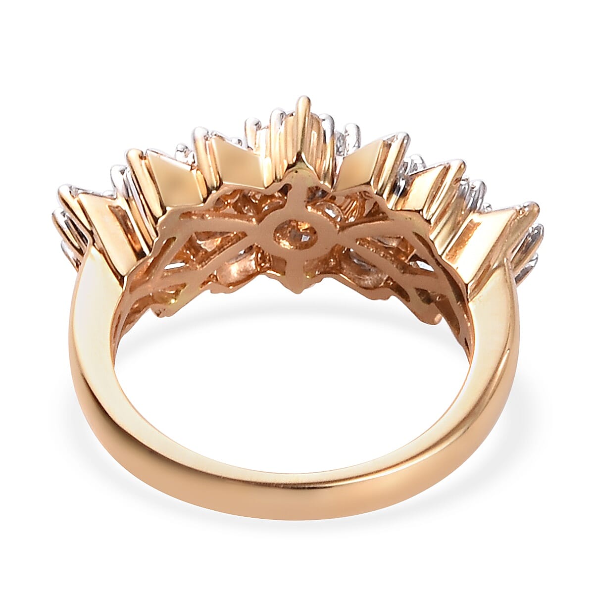 ILIANA 18K Yellow Gold IGI Certified Natural Diamond (SI-G-H) Ballerina Ring 1.00 Ct.