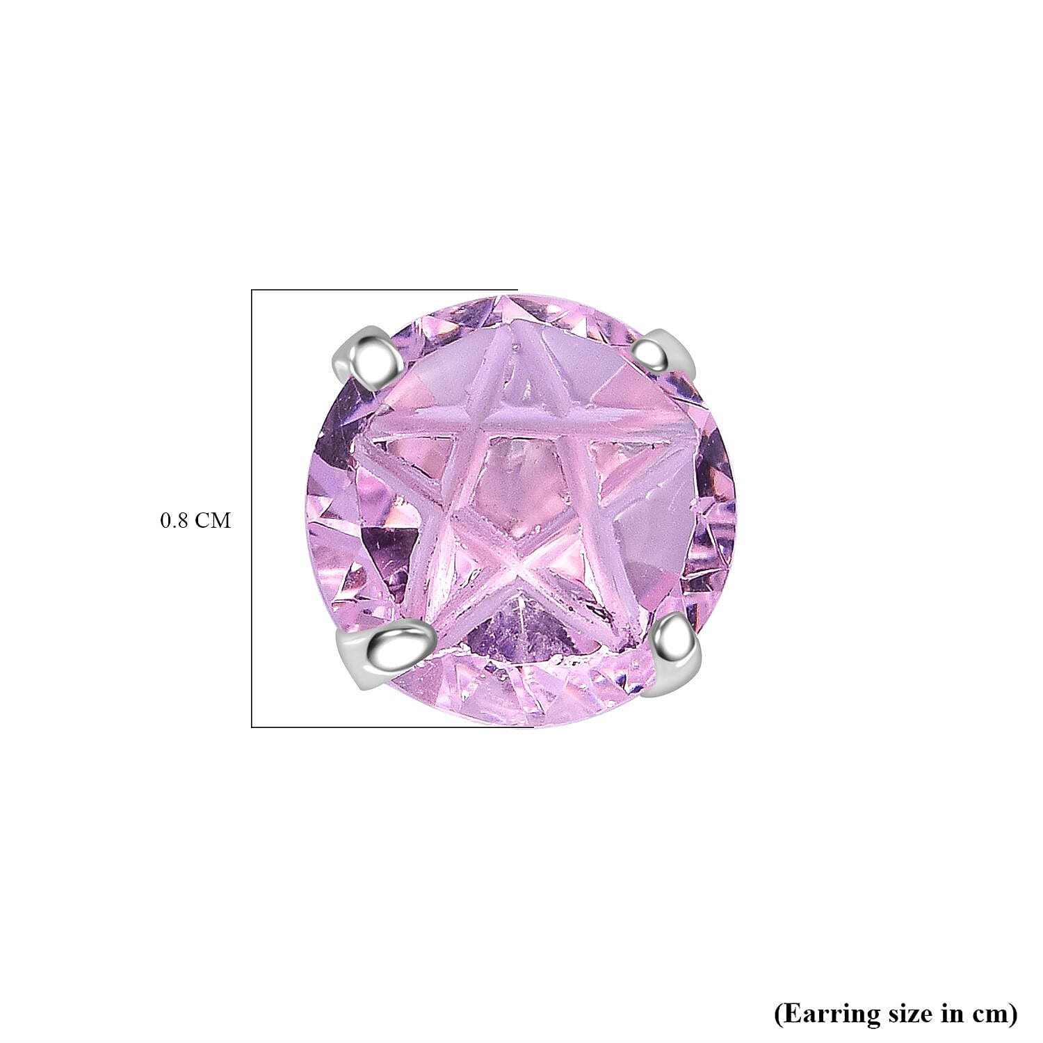 Set of 2 - Simulated Pink Sapphire (Rnd), Simulated Ruby Stud Earrings (with Push Back) in Rhodium Plated Sterling Silver