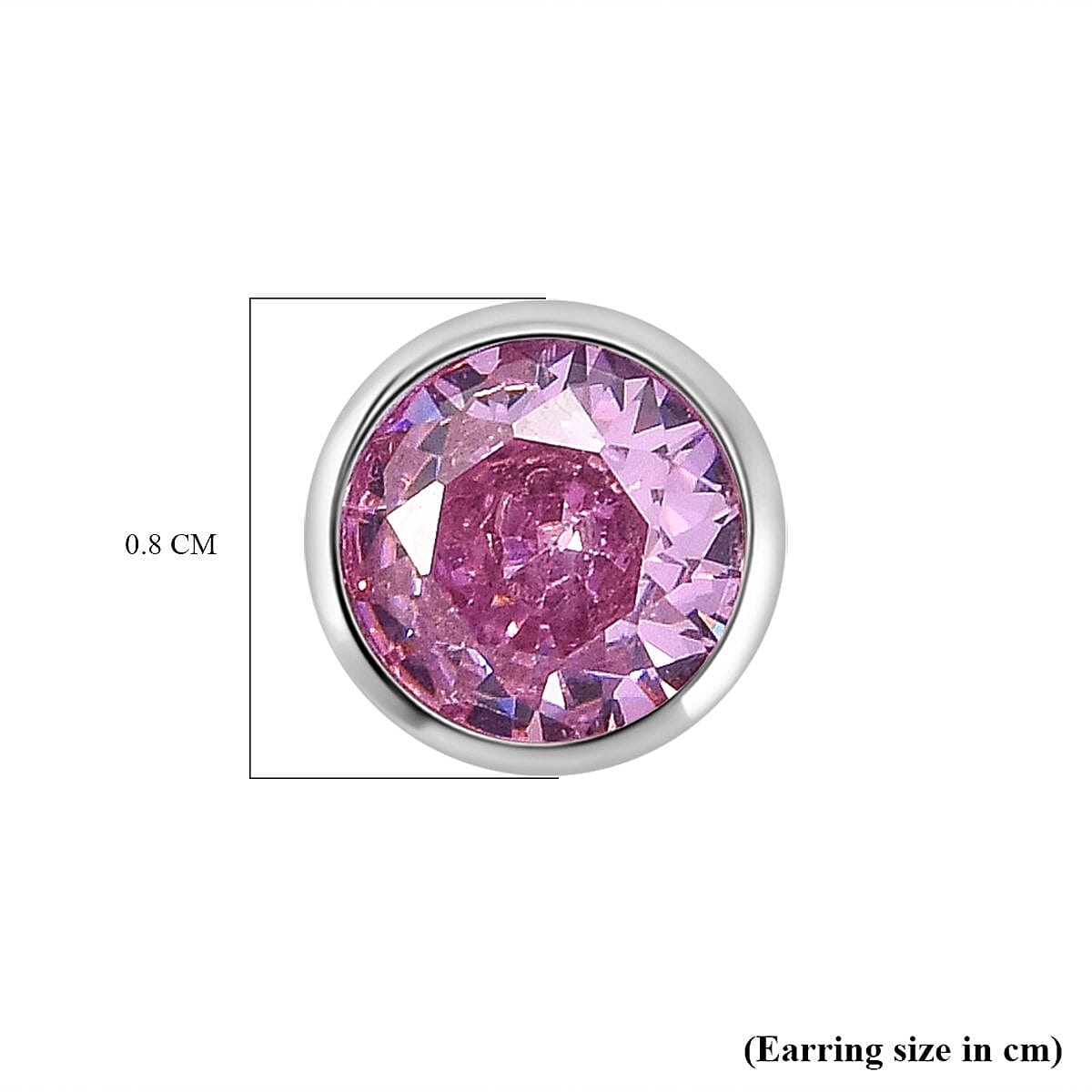 Set of 2 - Simulated Pink Sapphire (Rnd), Simulated Ruby Stud Earrings (with Push Back) in Rhodium Plated Sterling Silver