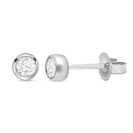 0.25 Carat Diamond Solitaire Stud Earrings in 9K White Gold SGL Certified I3 GH with Push Back