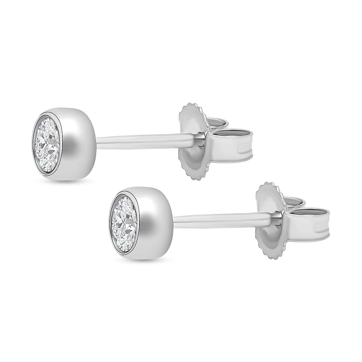 9K White Gold SGL Certified Natural Diamond (I3-G-H) Stud Earrings (with Push Back) 0.25 Ct.