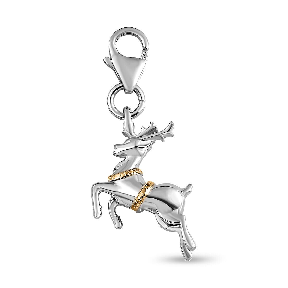 Charms De Memoire - Reindeer Charm in 18K Vermeil Yellow Gold Plated & Rhodium Overlay Sterling Silver