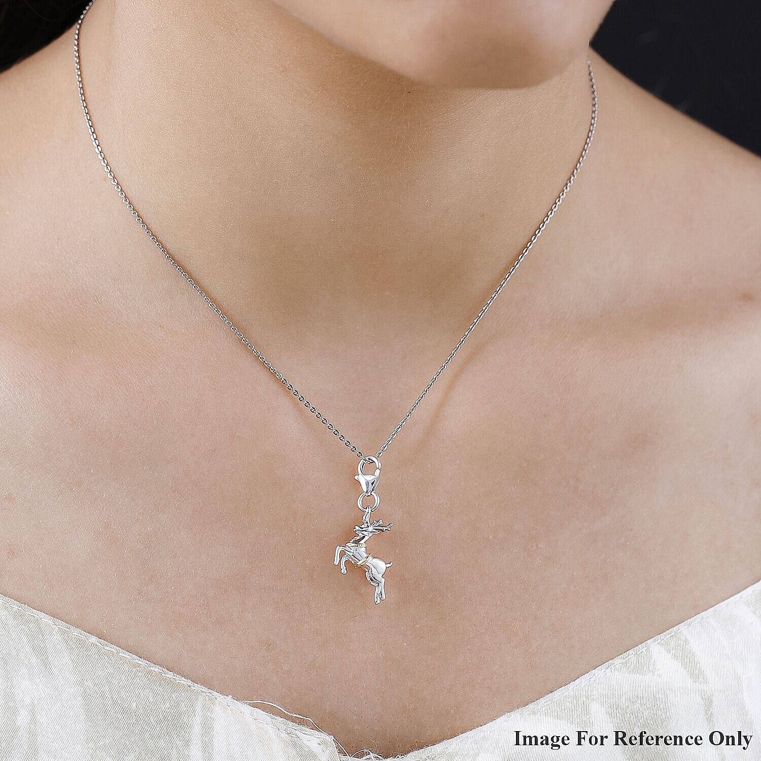 Charms De Memoire - Reindeer Charm in 18K Vermeil Yellow Gold Plated & Rhodium Overlay Sterling Silver