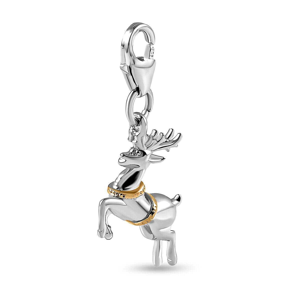 Charms De Memoire - Reindeer Charm in 18K Vermeil Yellow Gold Plated & Rhodium Overlay Sterling Silver
