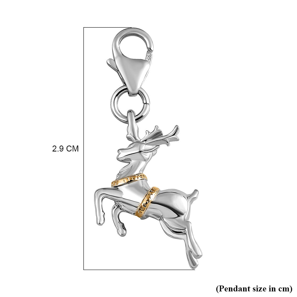 Charms De Memoire - Reindeer Charm in 18K Vermeil Yellow Gold Plated & Rhodium Overlay Sterling Silver