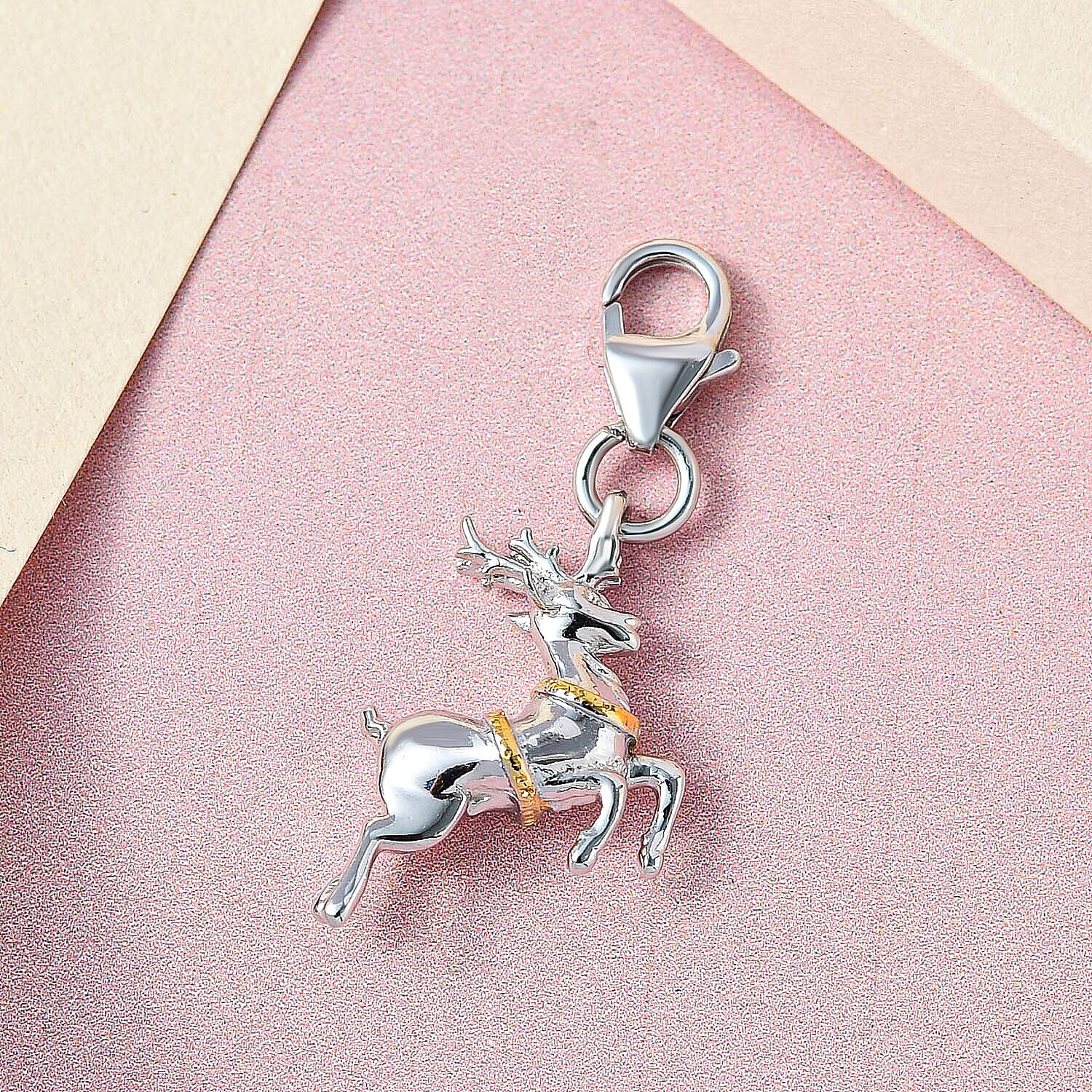 Charms De Memoire - Reindeer Charm in 18K Vermeil Yellow Gold Plated & Rhodium Overlay Sterling Silver
