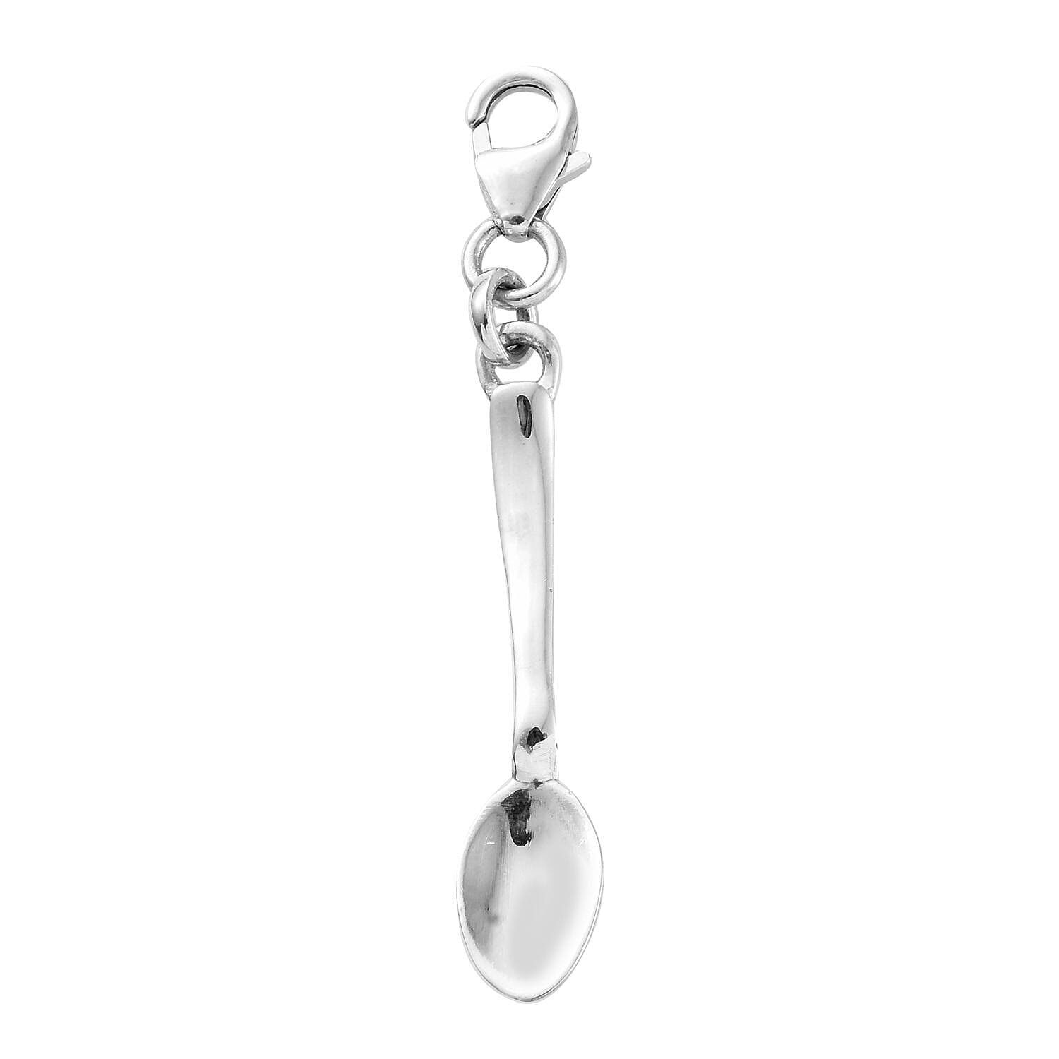 Platinum Overlay Sterling Silver Spoon Charm