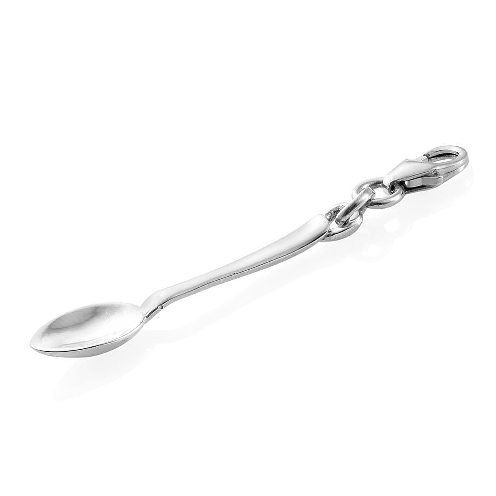 Platinum Overlay Sterling Silver Spoon Charm