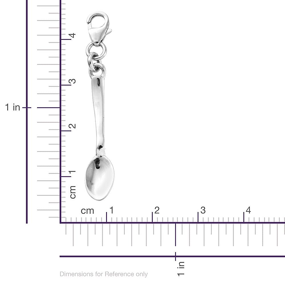 Platinum Overlay Sterling Silver Spoon Charm