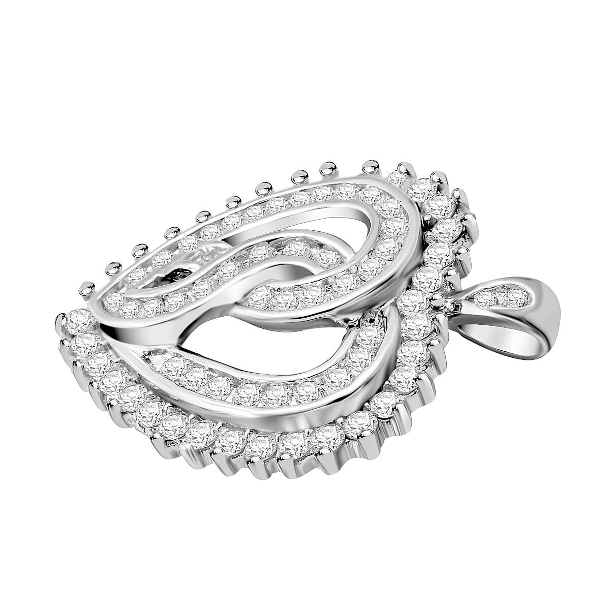 ELANZA AAA Simulated Diamond (Rnd) Heart Pendant in Rhodium Plated Sterling Silver