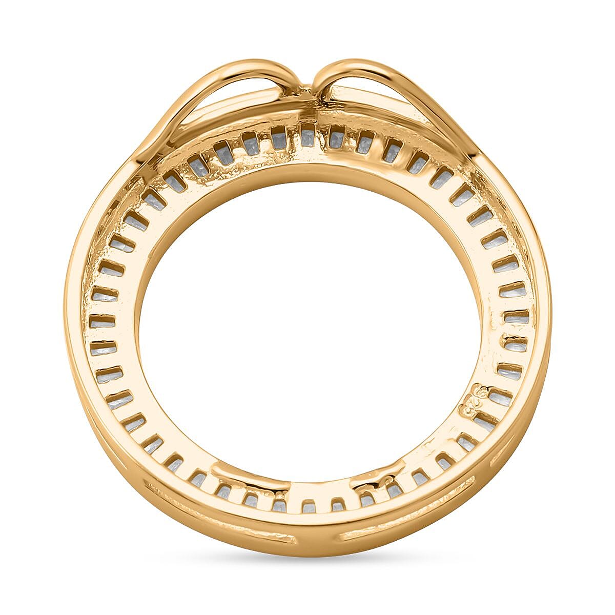 AAA Simulated Diamond (Bgt) Circle Pendant in Yellow Gold Overlay Sterling Silver