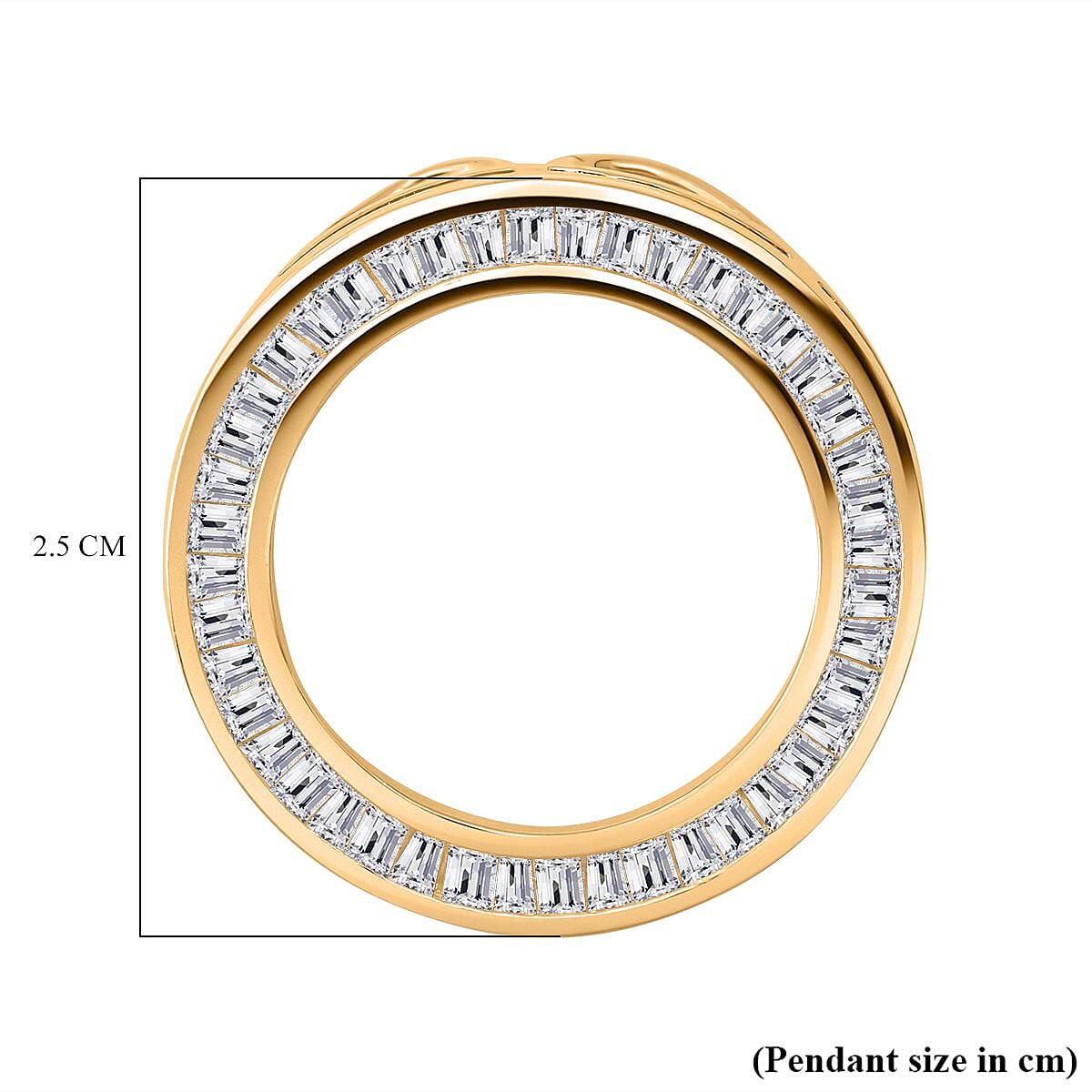 AAA Simulated Diamond (Bgt) Circle Pendant in Yellow Gold Overlay Sterling Silver