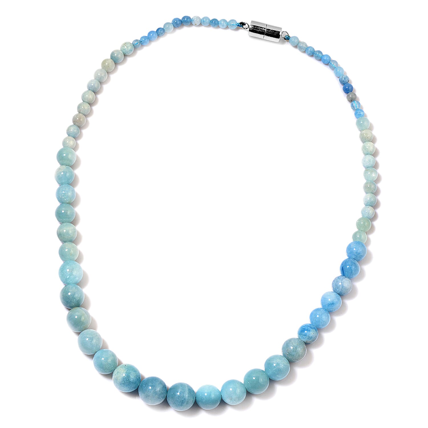 Espirito Santo Aquamarine Necklace (Size 18) in Rhodium Sterling Silver Magnetic Lock 250.0 Ct.