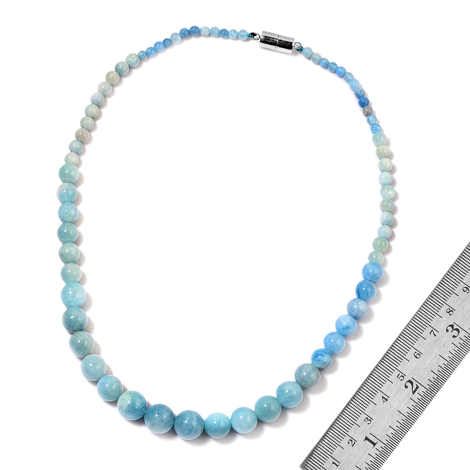 Espirito Santo Aquamarine Necklace (Size 18) in Rhodium Sterling Silver Magnetic Lock 250.0 Ct.