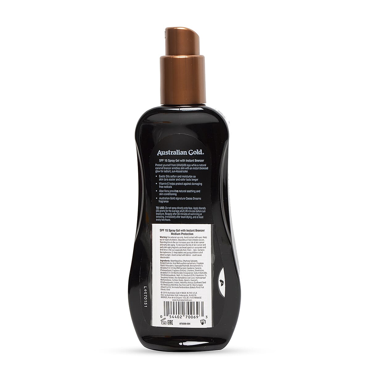 AUSTRALIAN GOLD- SPF 15 Spray Gel W- Bronzer 237ml