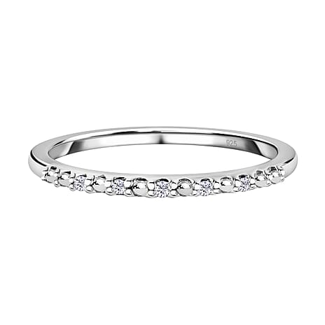 Diamond Half Eternity Ring in Platinum Overlay Sterling Silver 0.05 Ct.
