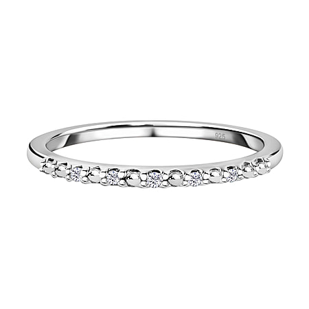 Diamond Half Eternity Ring in Platinum Overlay Sterling Silver