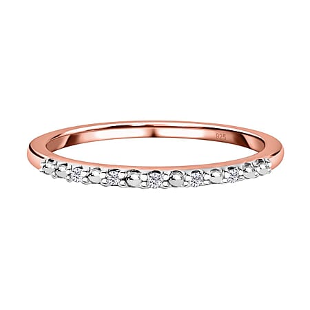 Diamond Half Eternity Ring in Rose Gold Sterling Silver Ring Diamond Half Eternity Ring in Rose Gold Sterling Silver Ring