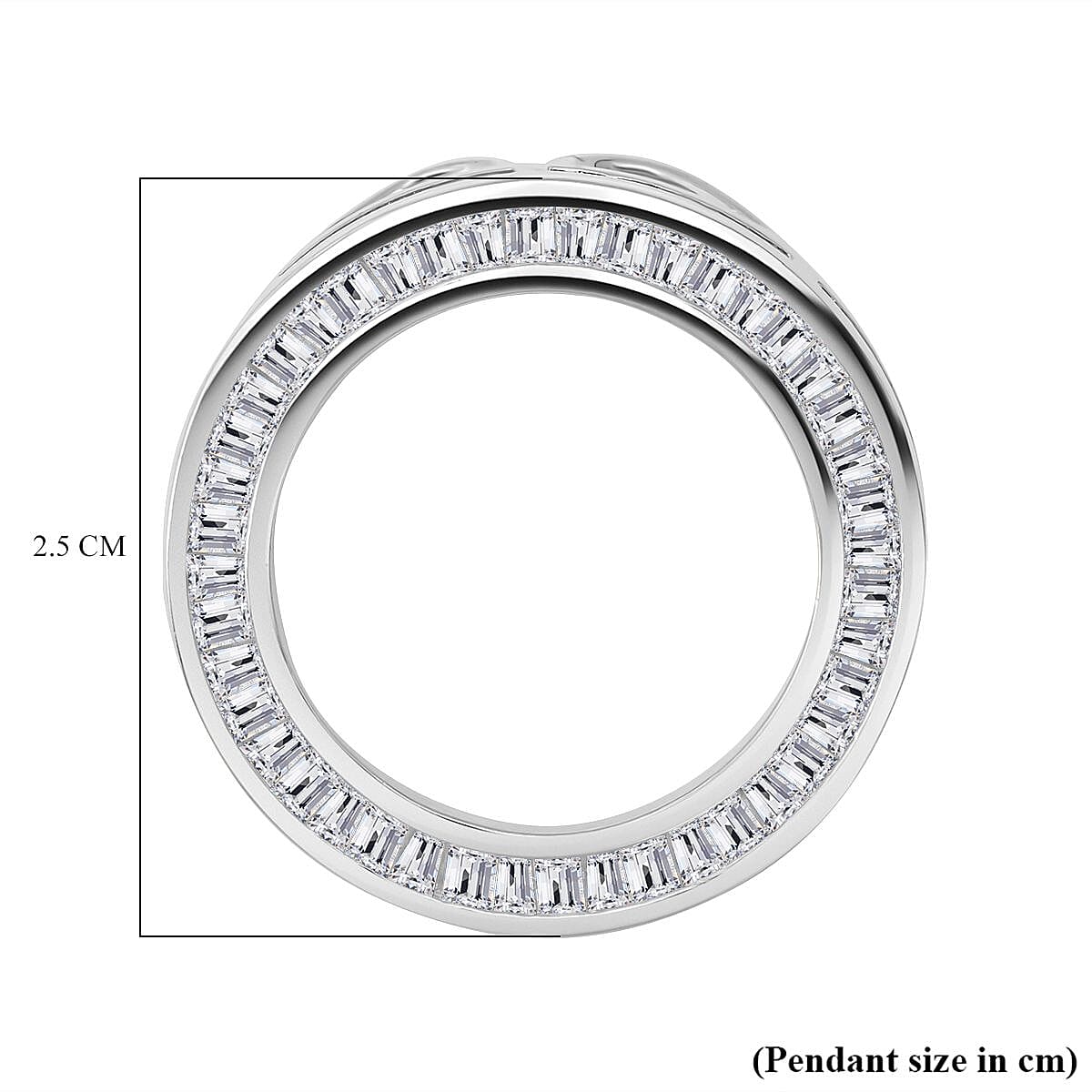 ELANZA AAA Simulated Diamond (Bgt) Circle Pendant in Rhodium Plated Sterling Silver