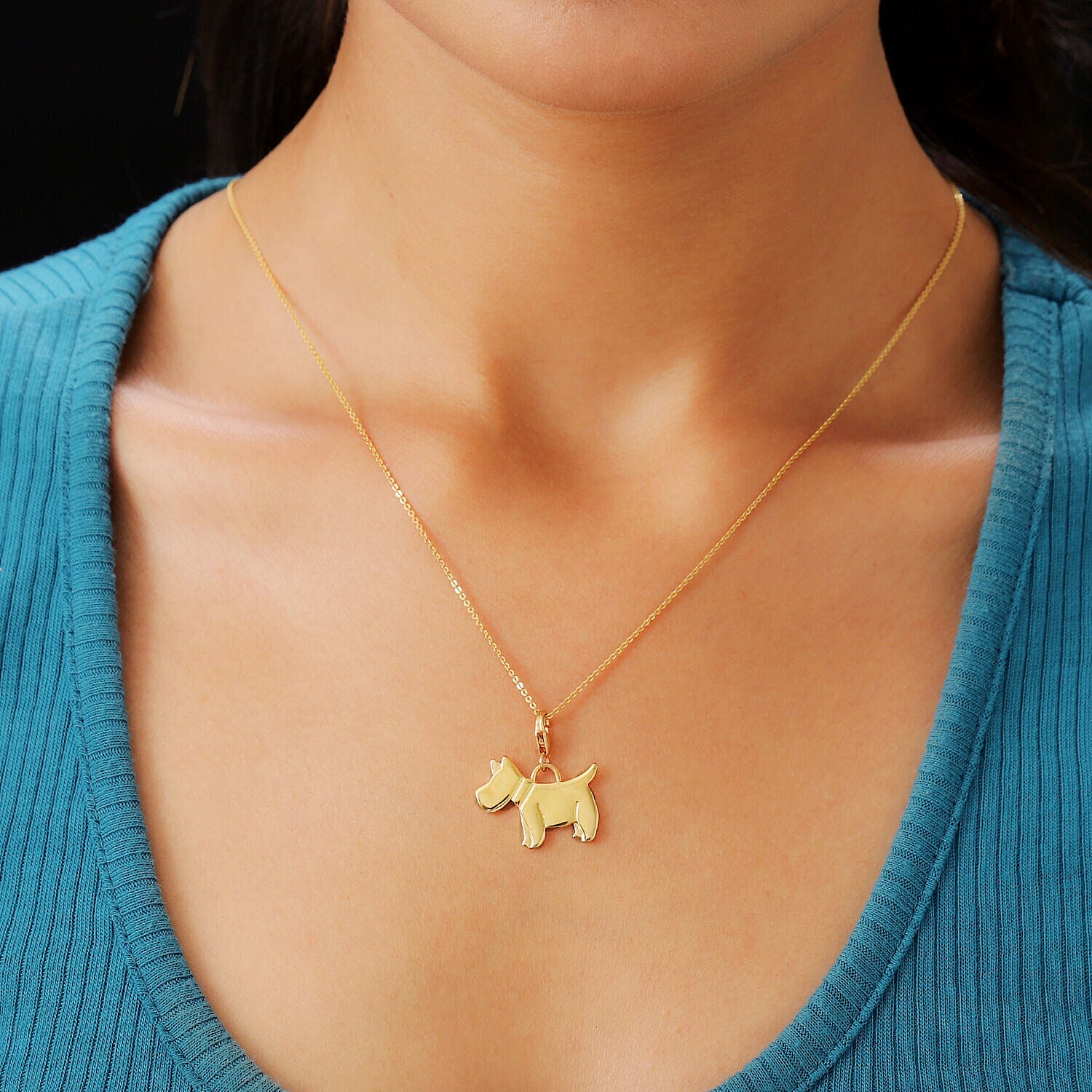 18K Vermeil Yellow Gold Plated Sterling Silver Scottish Terrier Dog Charm