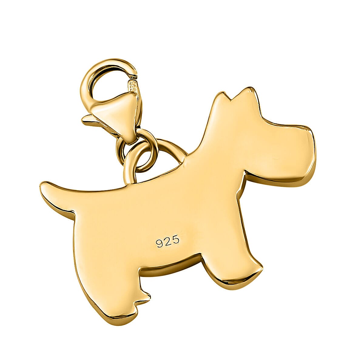 18K Vermeil Yellow Gold Plated Sterling Silver Scottish Terrier Dog Charm