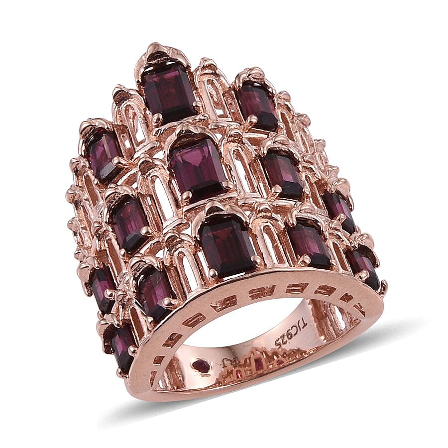Royal Jaipur Rhodolite Garnet (Oct), Ruby Ring in Rose Gold Overlay Sterling Silver 6.000 Ct.