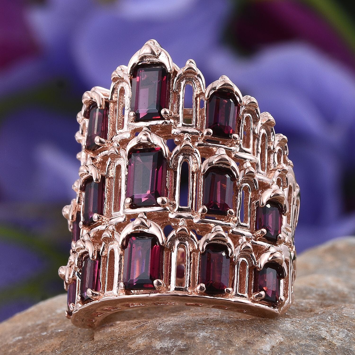 Royal Jaipur Rhodolite Garnet (Oct), Ruby Ring in Rose Gold Overlay Sterling Silver 6.000 Ct.